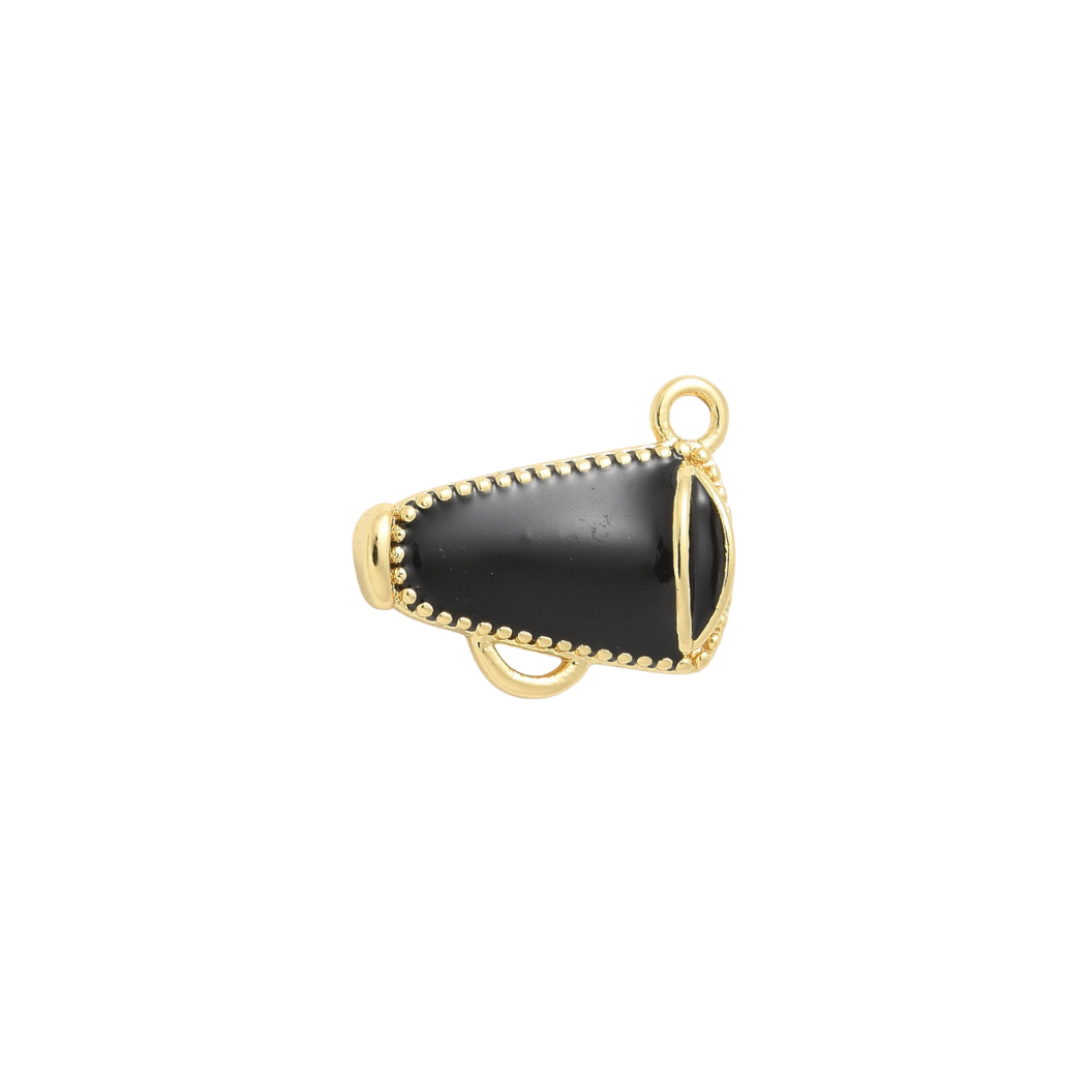 Transparent view of the Gold Black Cheer Megaphone Charm