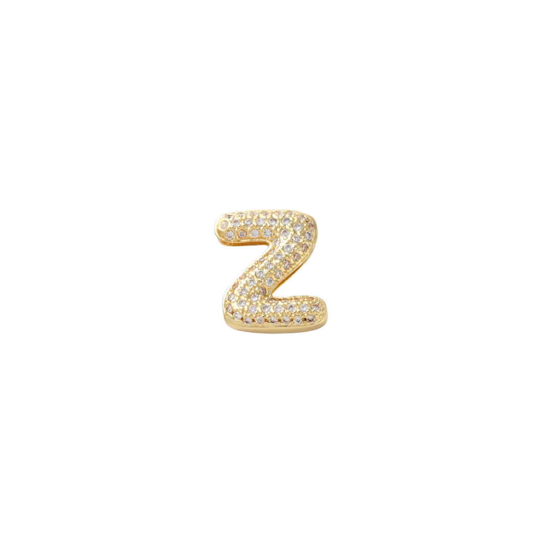 Transparent view of the Gold Mini Slider Rhinestone Bubble Initial Letter | Alphabet Charm | Letter Z