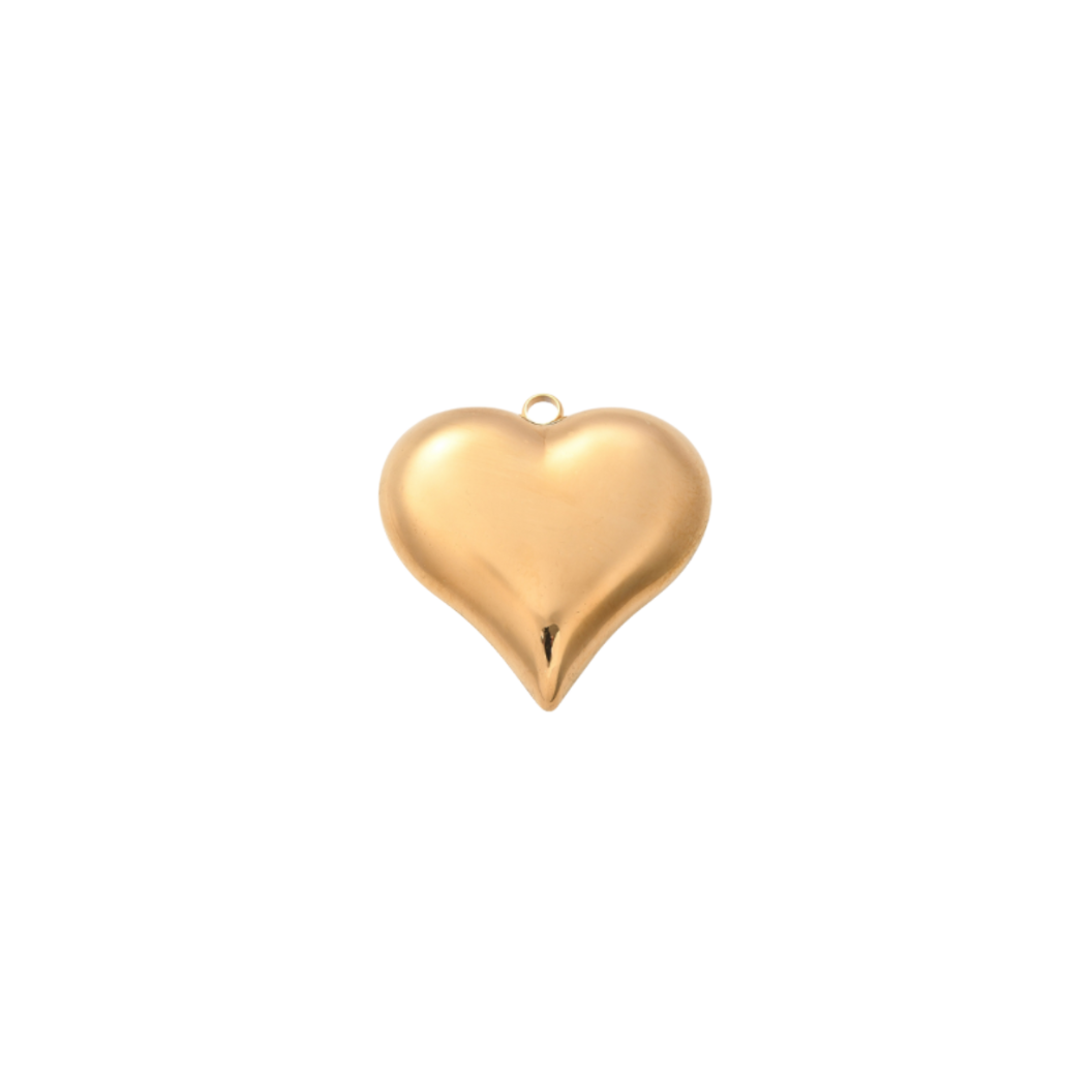 Light Gold Puff Heart Charm