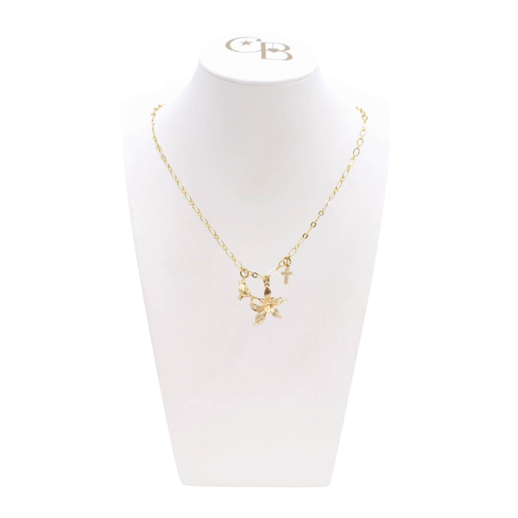 Lily & Sparrow Necklace on necklace bust.