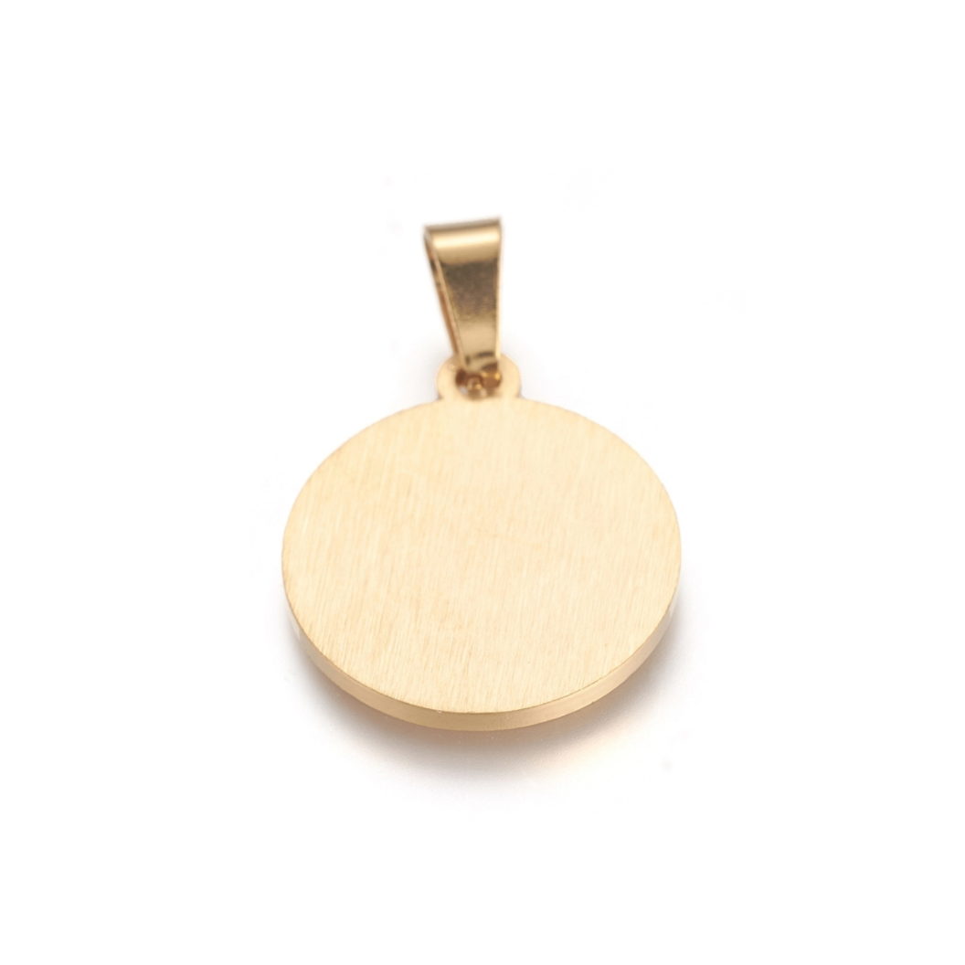 Gold Matte Lord's Prayer Disk Cubic Zirconia