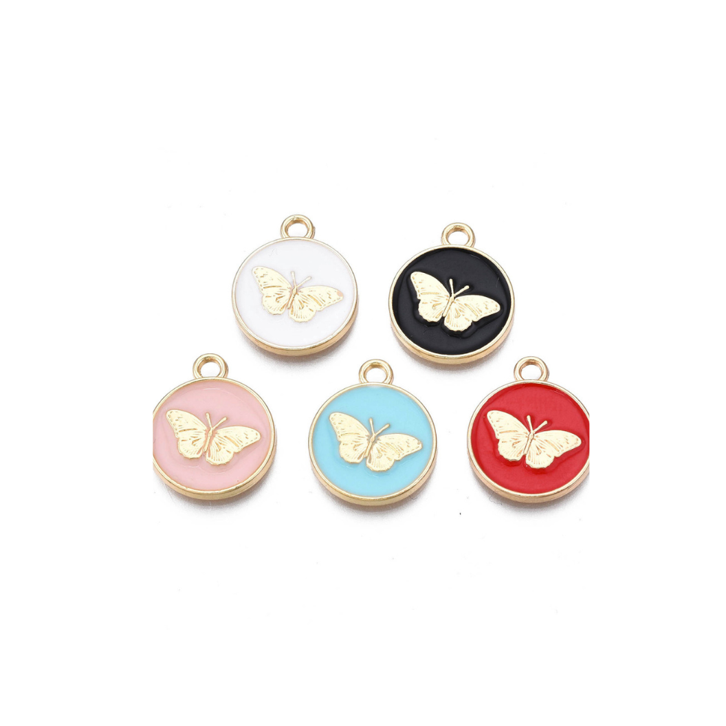 Gold Butterfly Disk Charm -Assorted