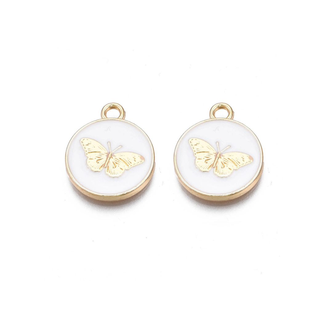 Gold Butterfly Disk Charm -Assorted