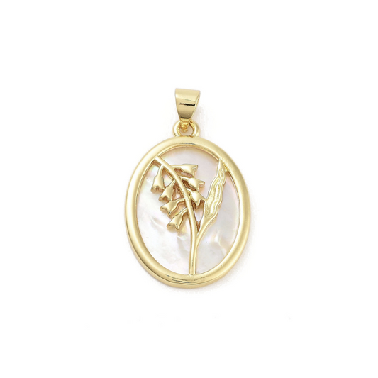 Front of the Gold Shell Floral Charm