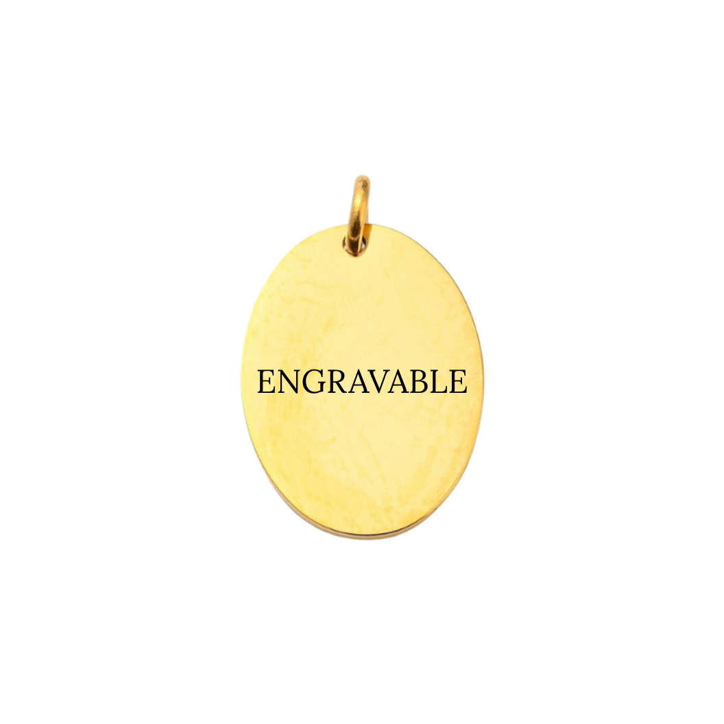 Engravable Blank Large Oval Gold Charm
