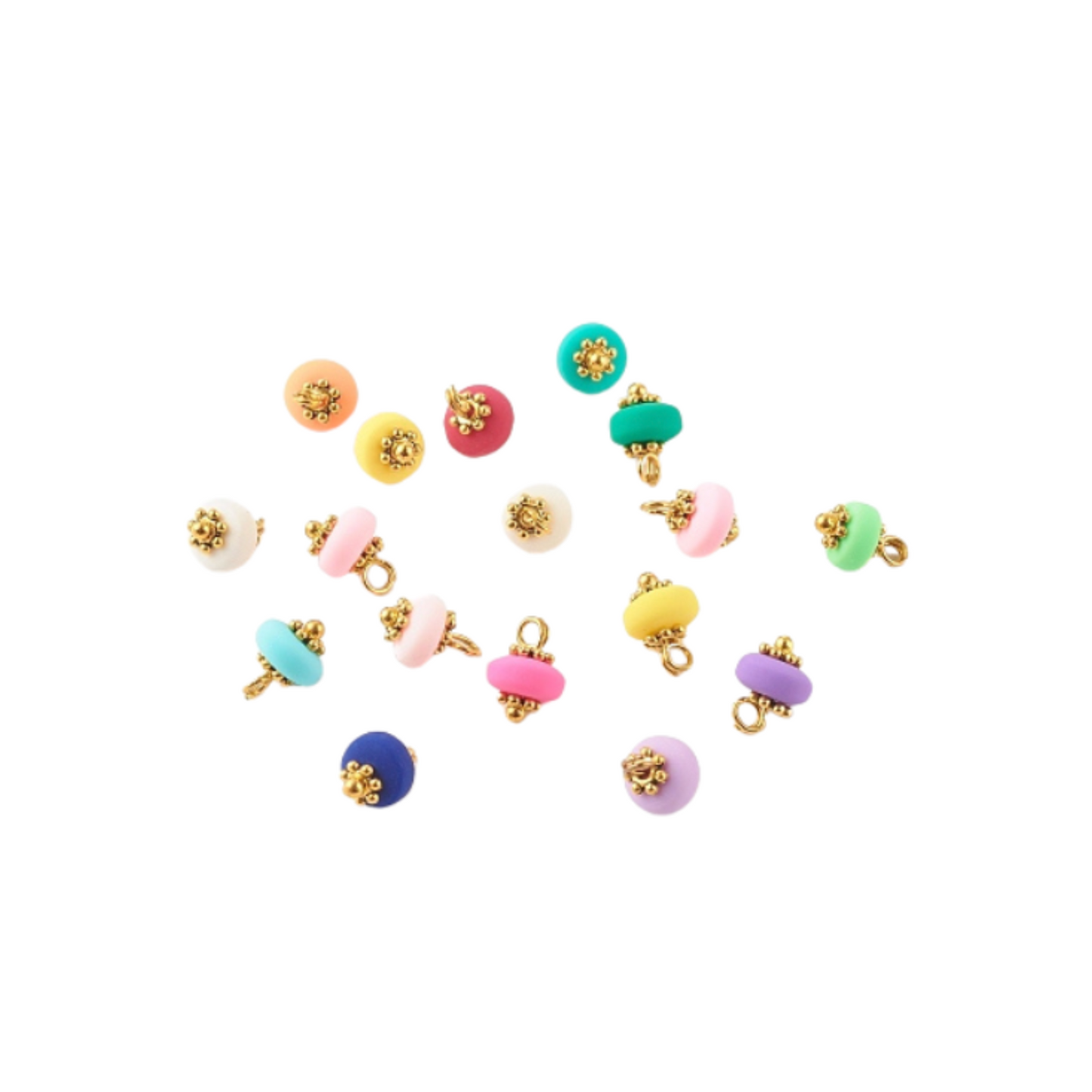 photo of Gold Clay Polymer Charm Beads in assorted colors at various angles