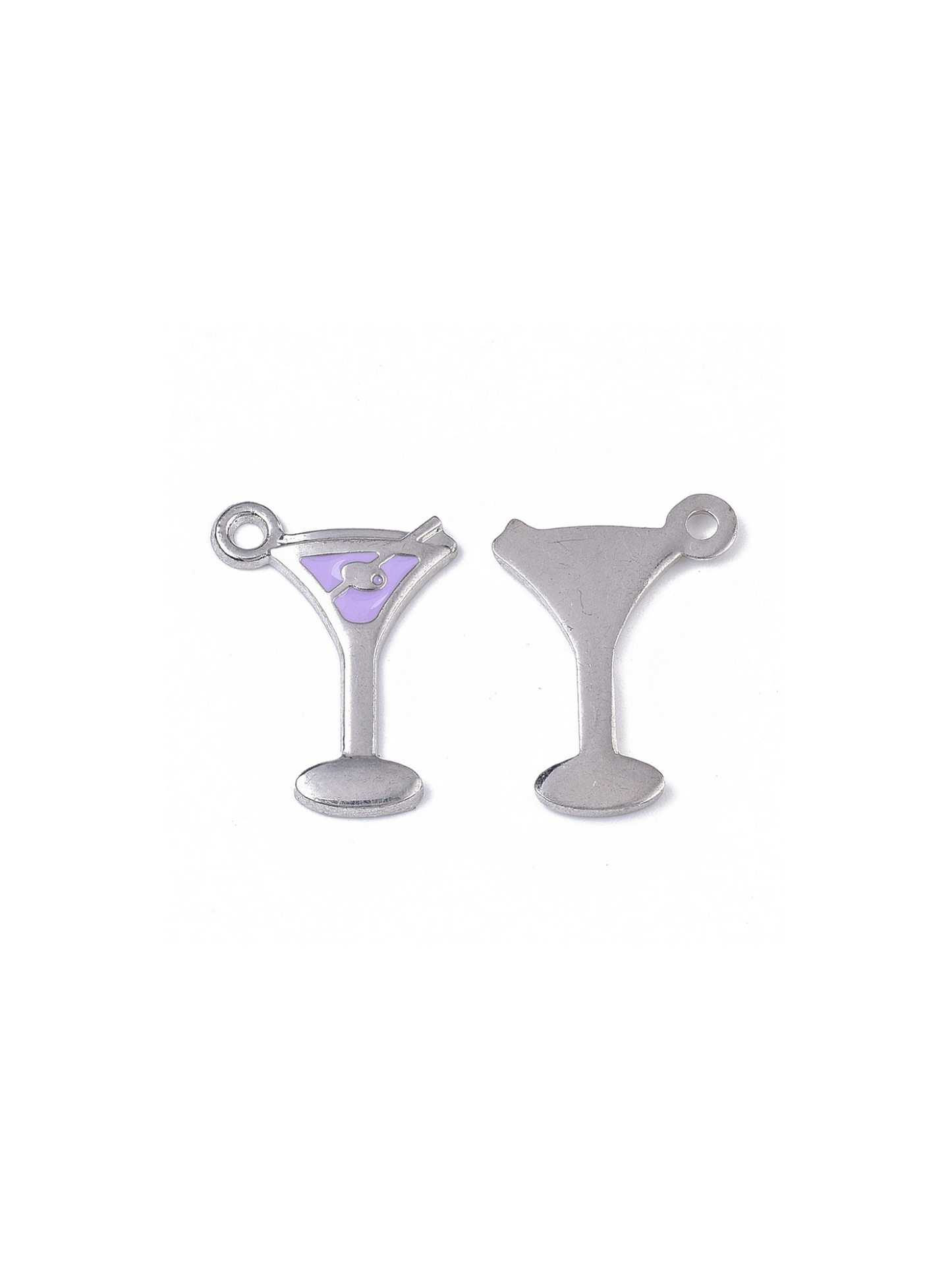 Two Martini Charms, front and back view.