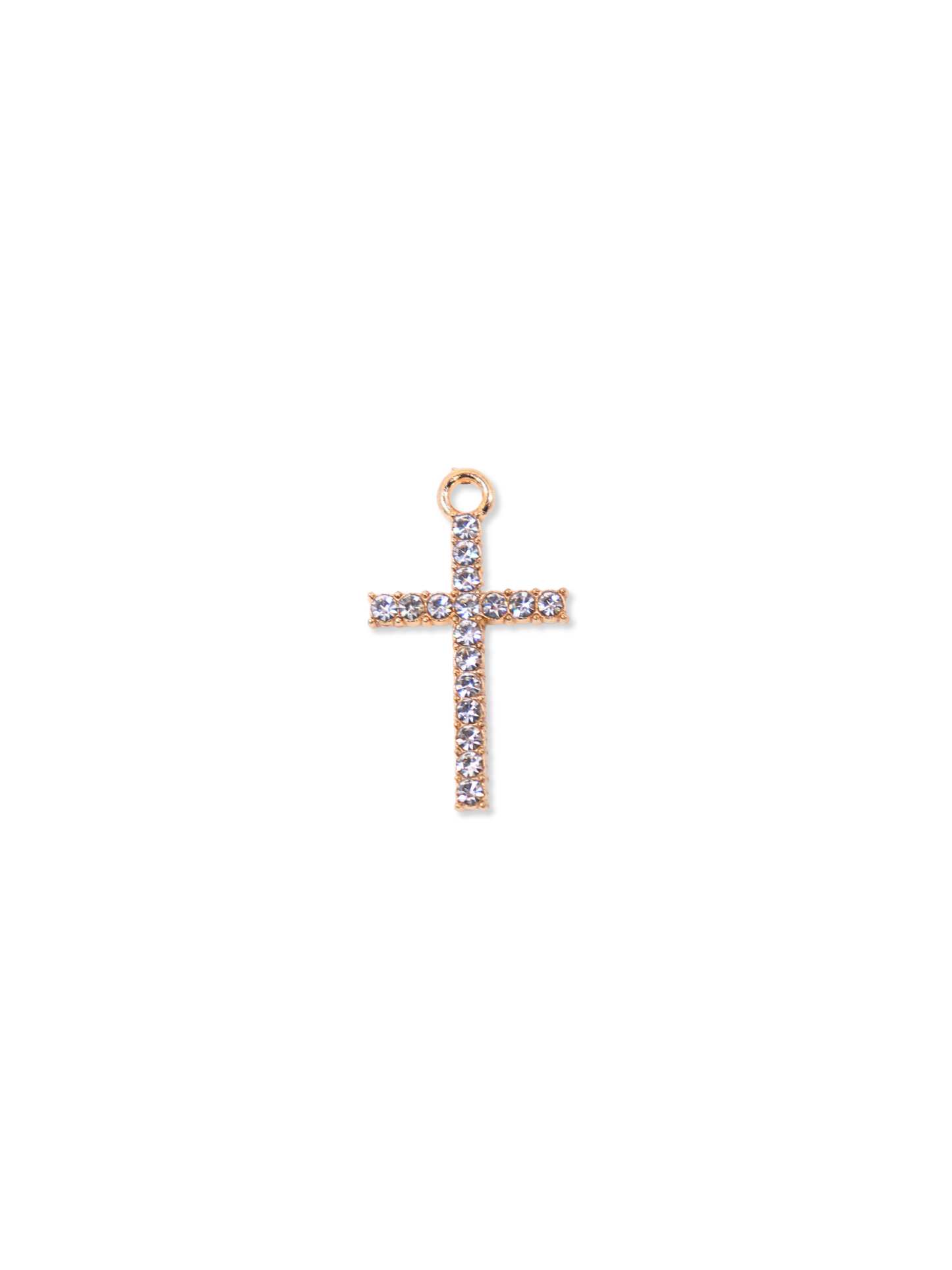 Gold Rhinestone Cross Charm