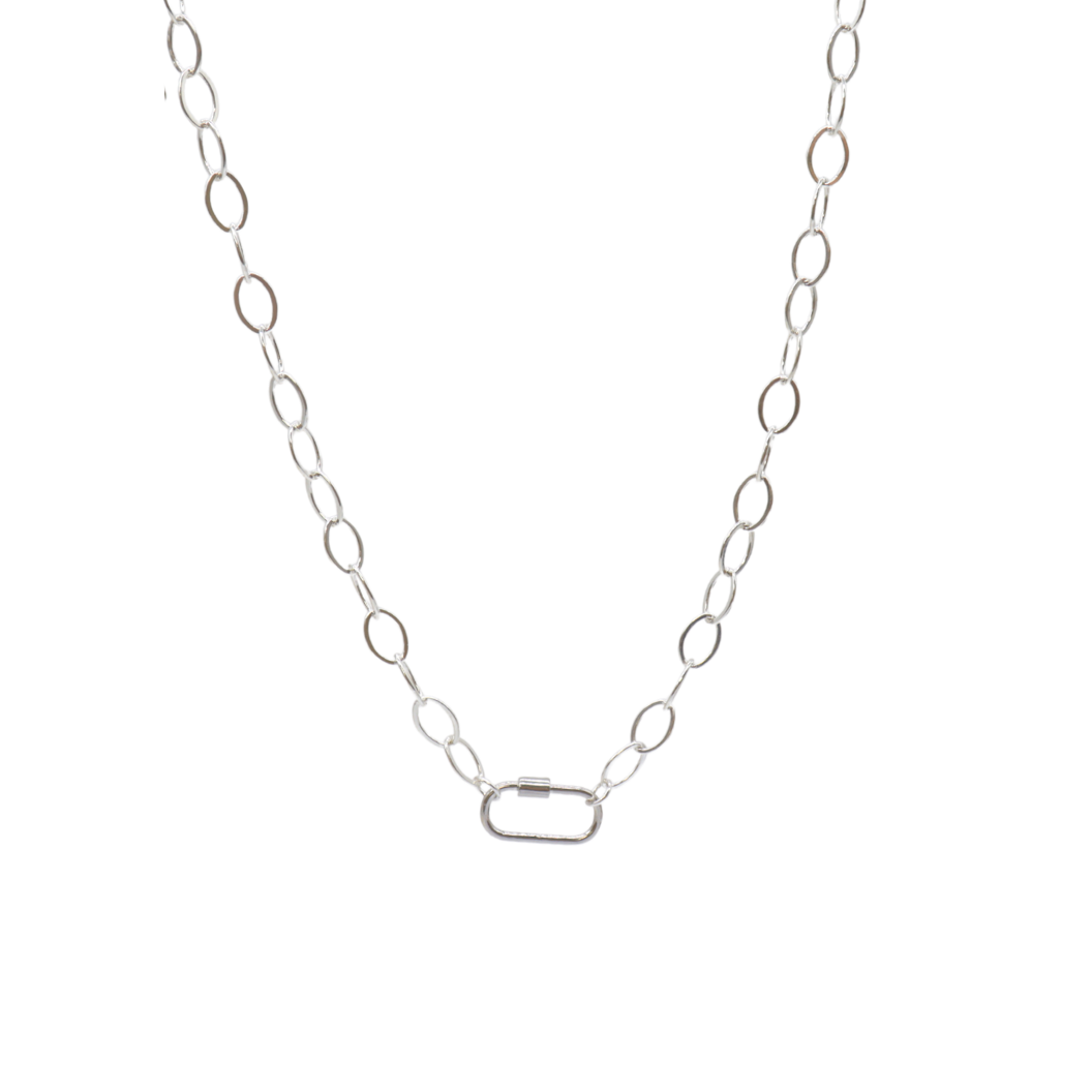 Transparent view of the Silver Avery Kate Necklace With Piper Carabiner