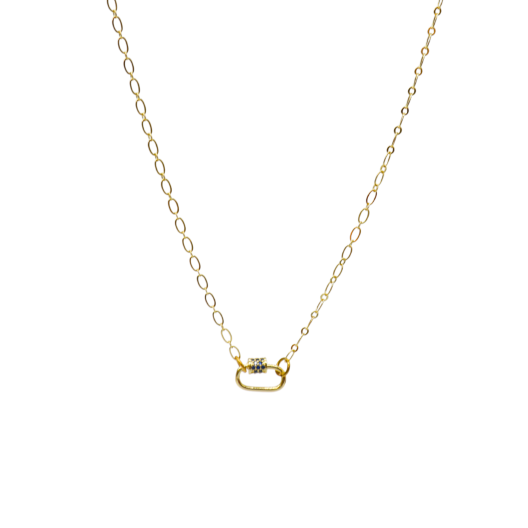 Gold Christie Necklace with Assorted Color Cubic Zirconia Small Gabi Carabiner