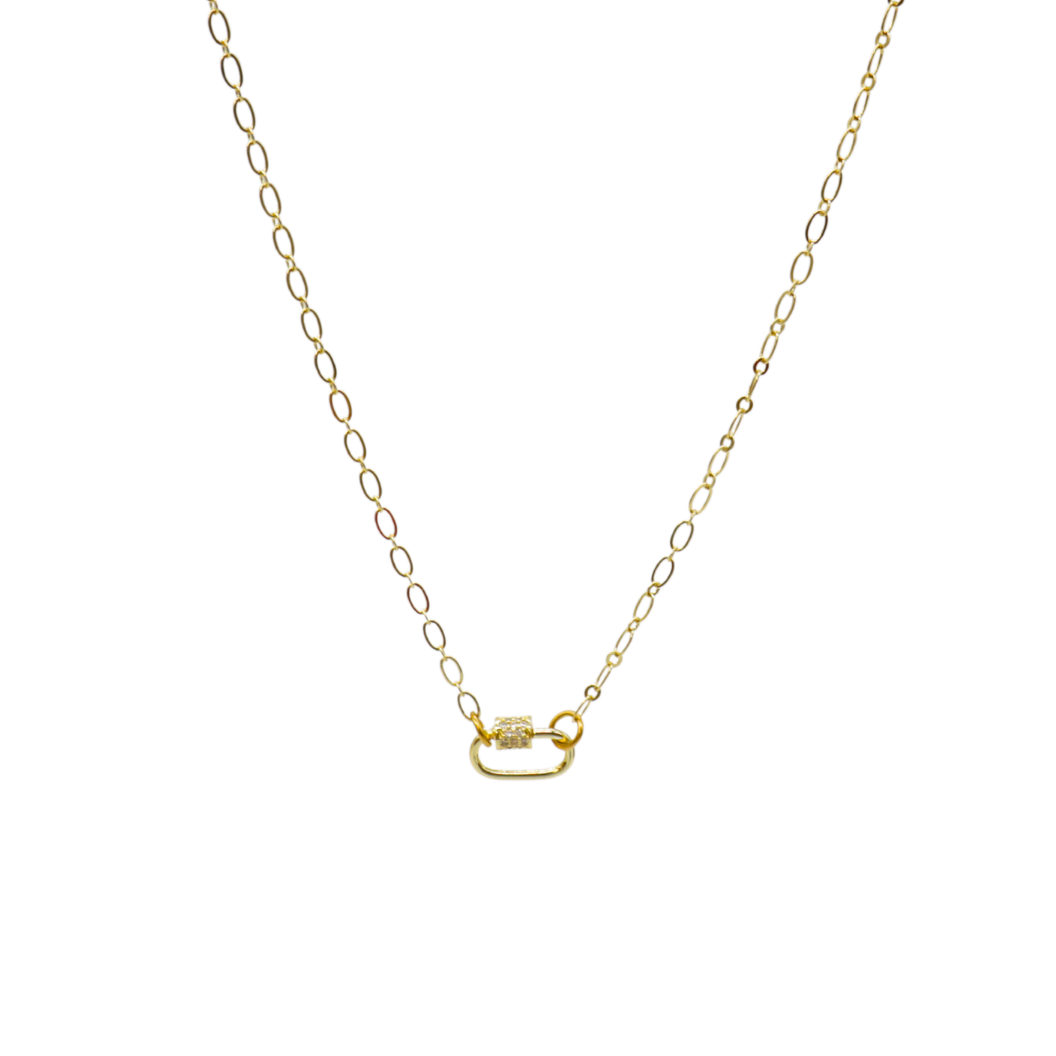 Gold Christie Necklace with Assorted Color Cubic Zirconia Small Gabi Carabiner
