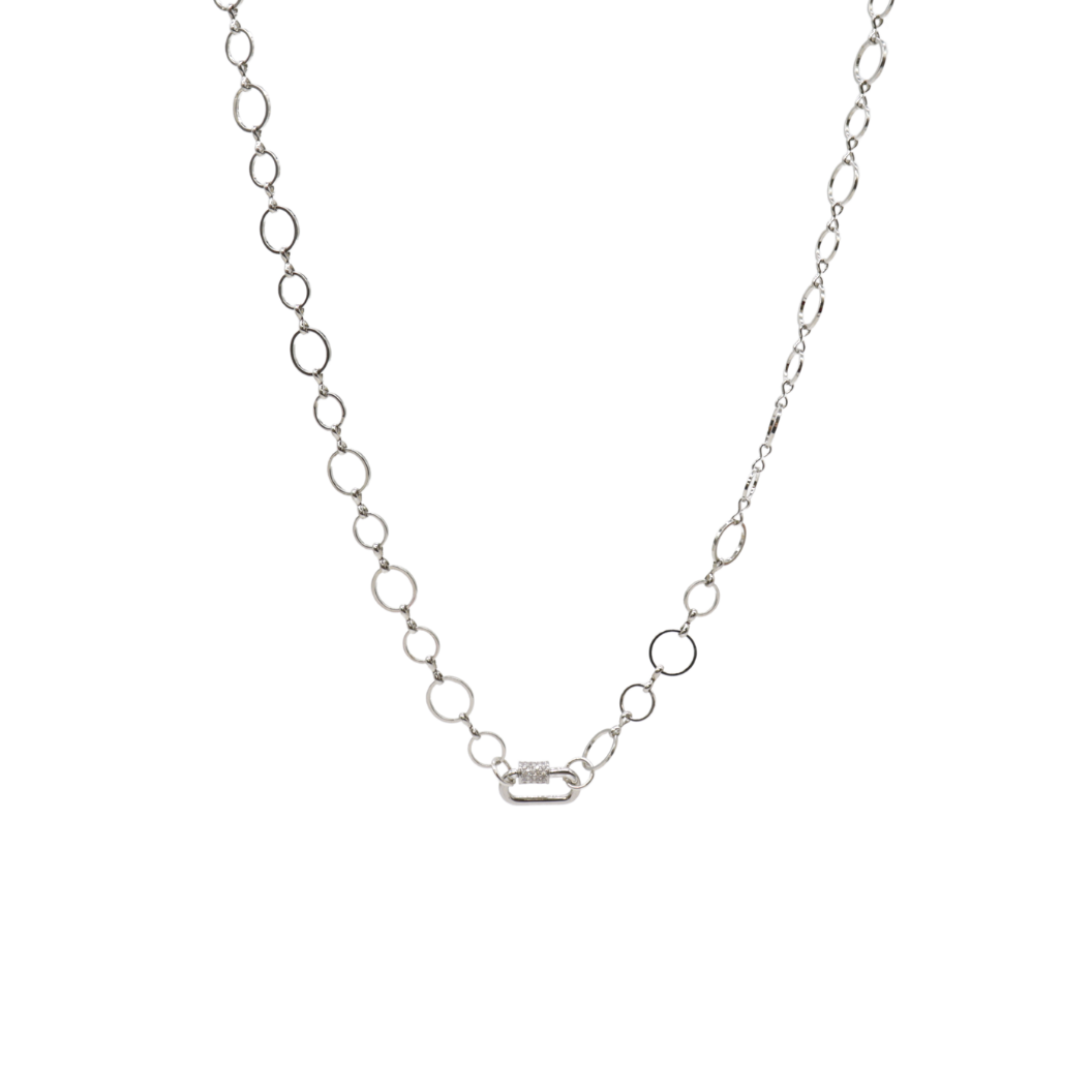 Transparent view of the Silver Emilia Necklace With Small Gabi Carabiner