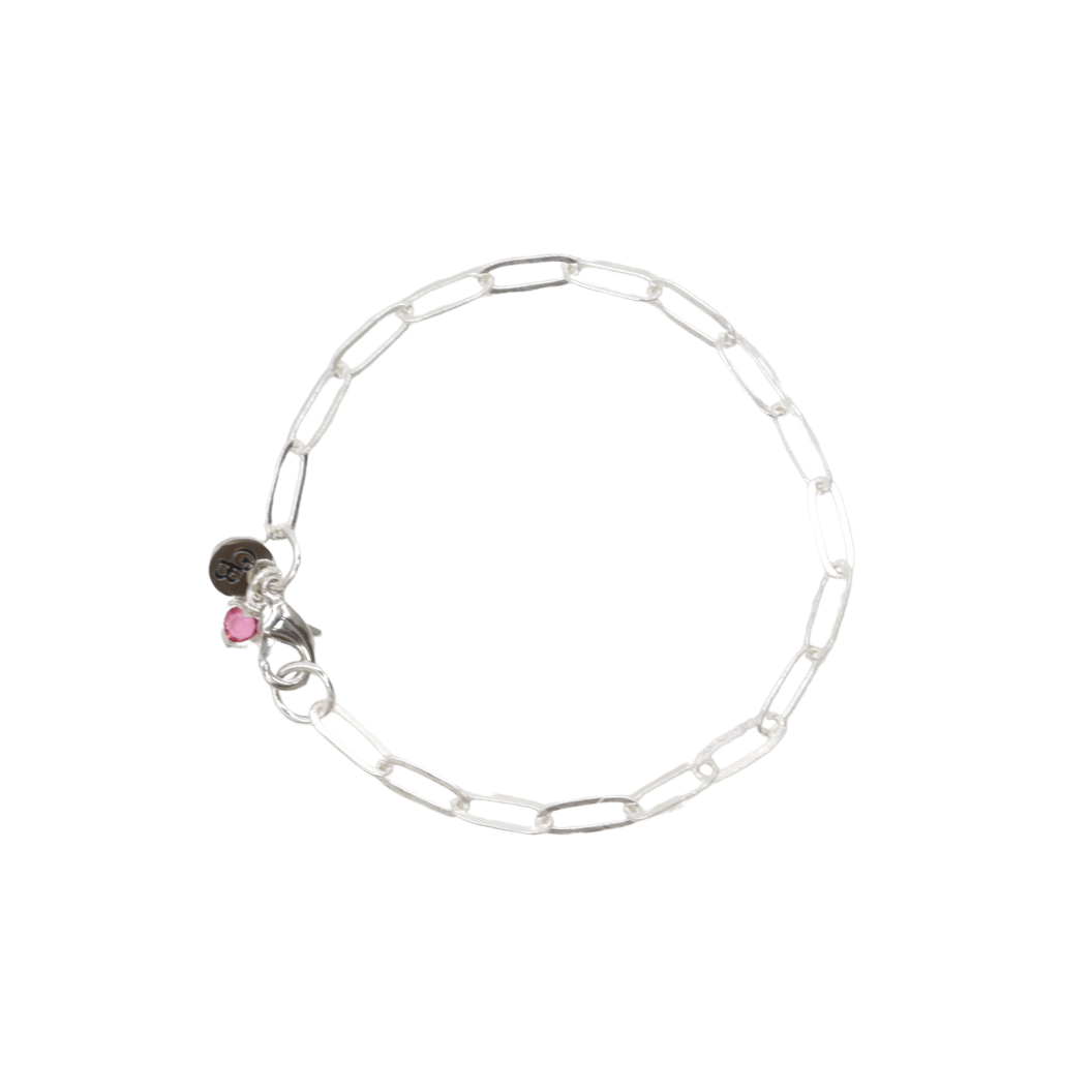 Silver Ashley Paperclip Charm Anklet | 10 inch
