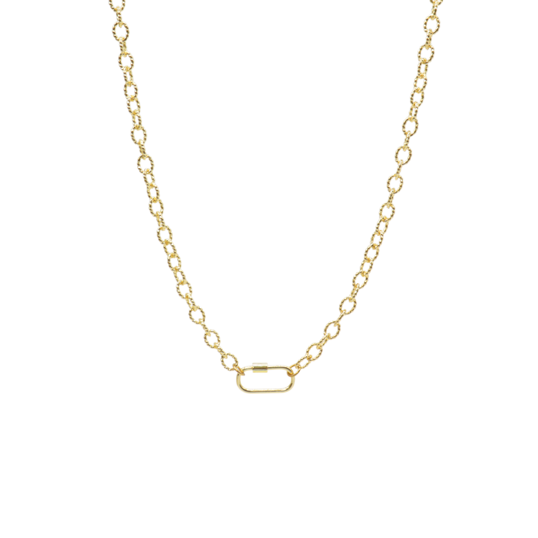 Transparent view of the Gold Alexis Necklace with Piper Carabiner