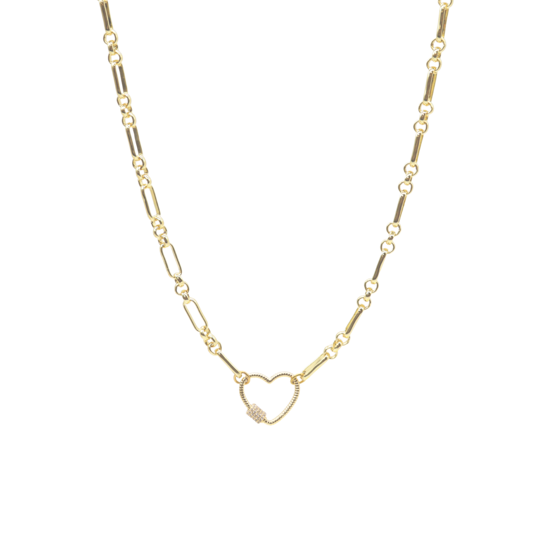 Transparent view of the Gold Anna Necklace with Heart Gabi Carabiner