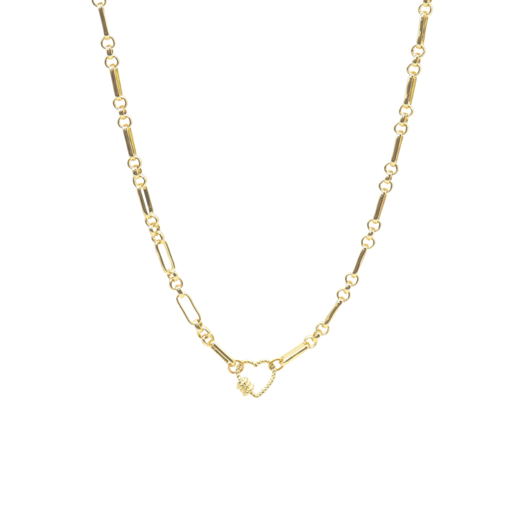 Transparent view of the Gold Anna Necklace with Heart Bella Carabiner