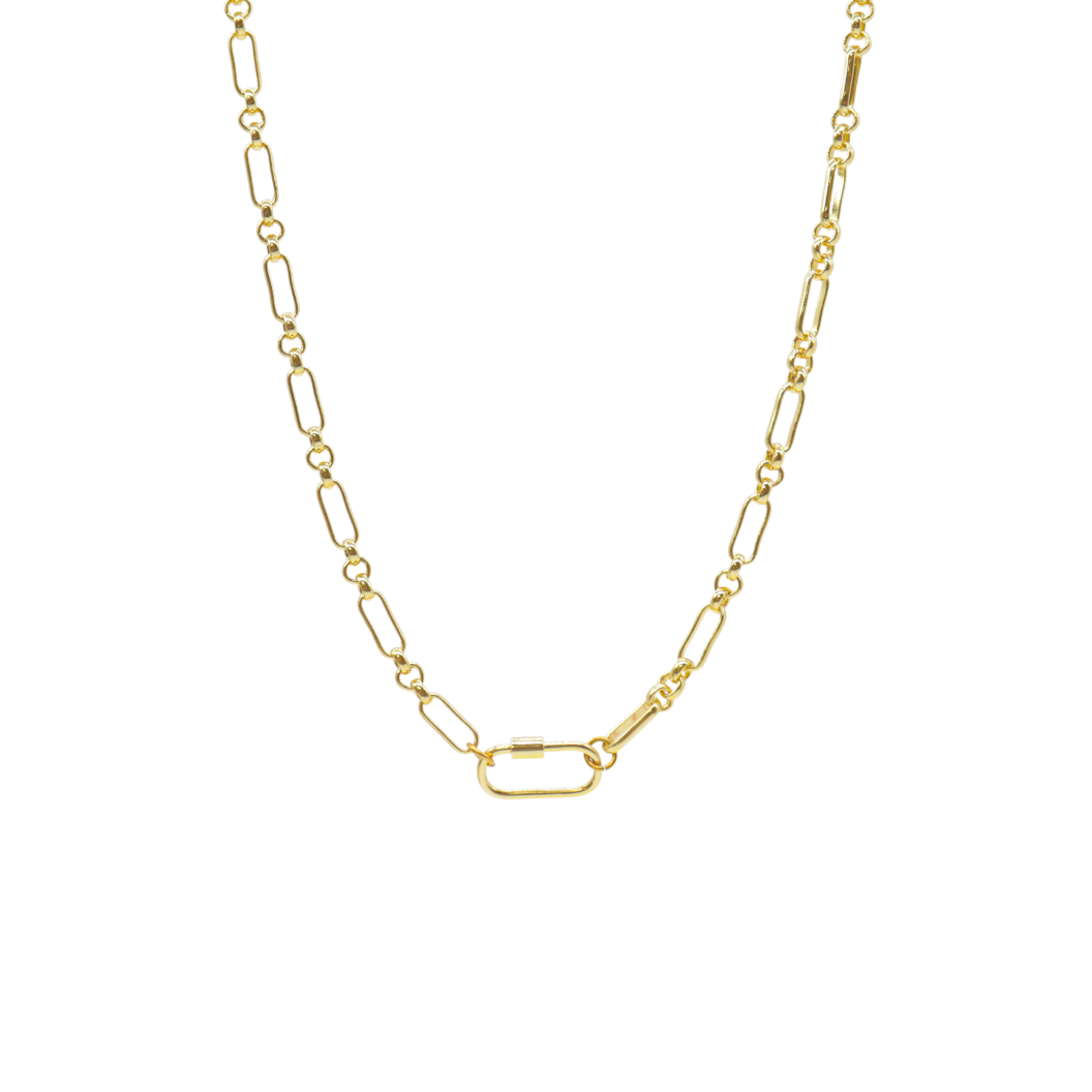 Transparent view of the Gold Anna Necklace with Piper Carabiner