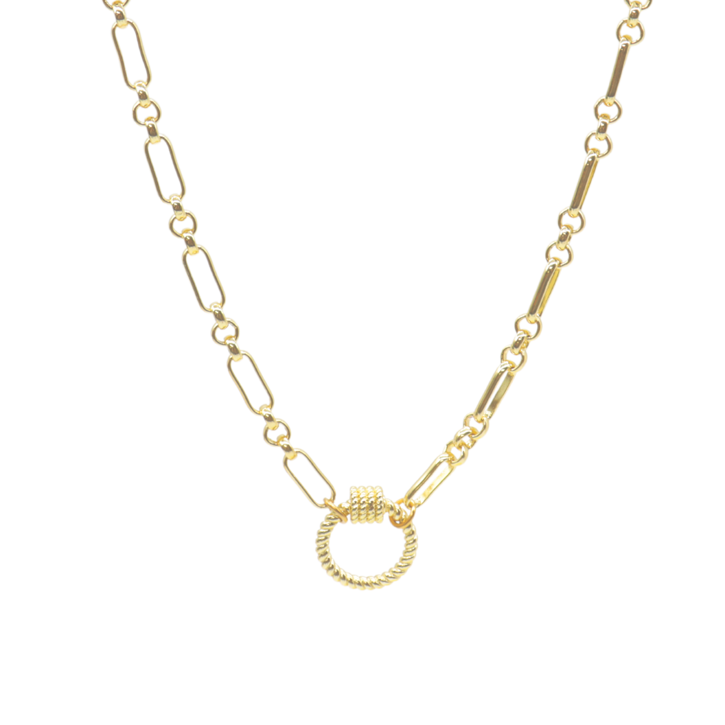 Transparent view of the Gold Anna Necklace with Round Bella Carabiner