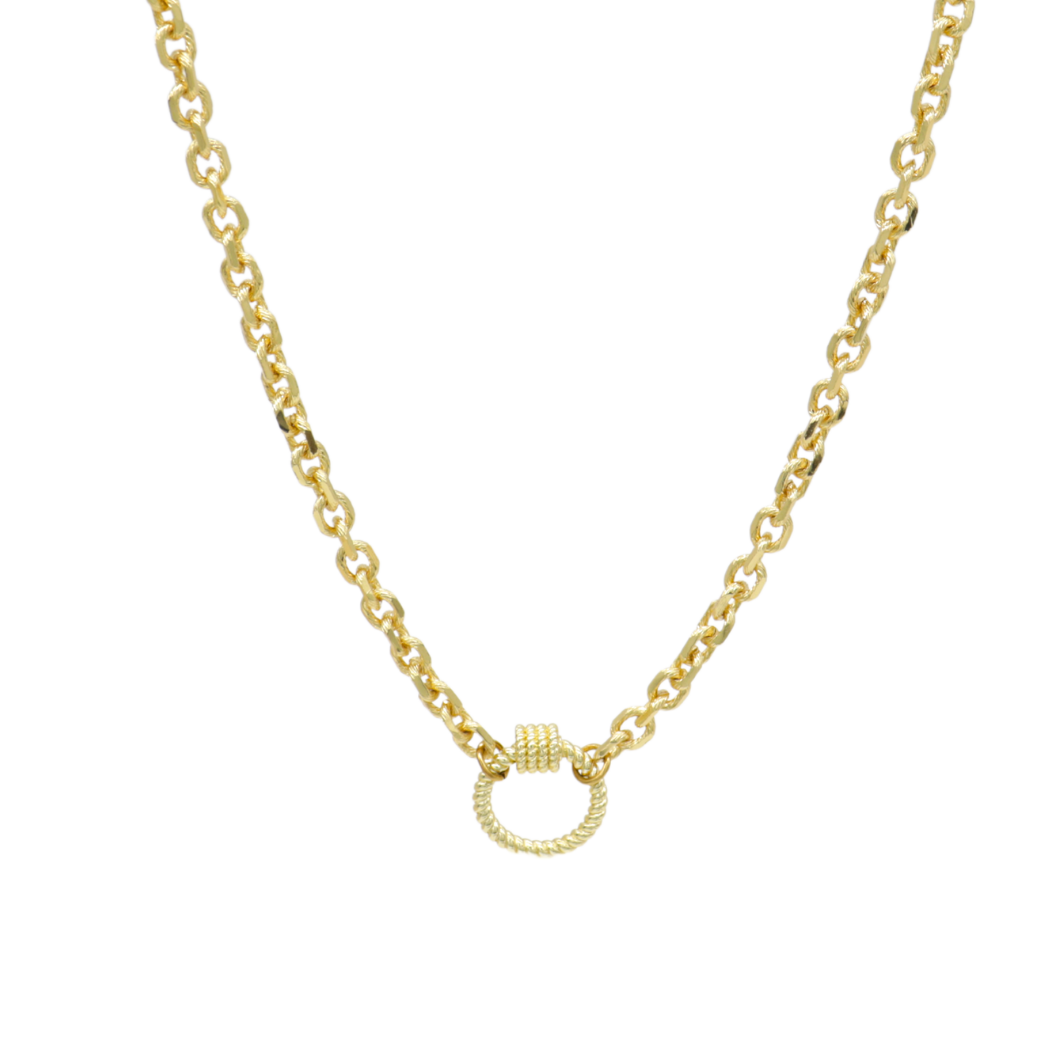 Transparent view of the Gold Jamesyn Necklace with Round Bella Carabiner