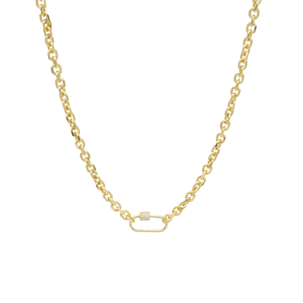 Transparent view of the Gold Jamesyn Necklace with Large Gabi Carabiner