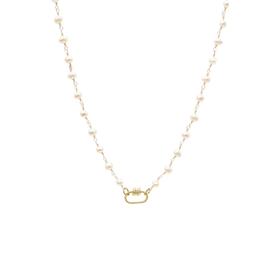 Transparent view of the Gold Beth Charm Necklace with Small Bella Carabiner