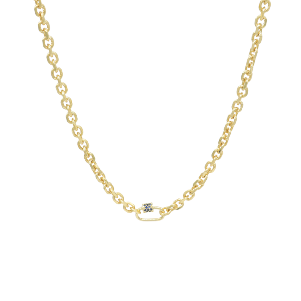 Gold Jamesyn Necklace with Assorted Color Cubic Zirconia Small Gabi Carabiner
