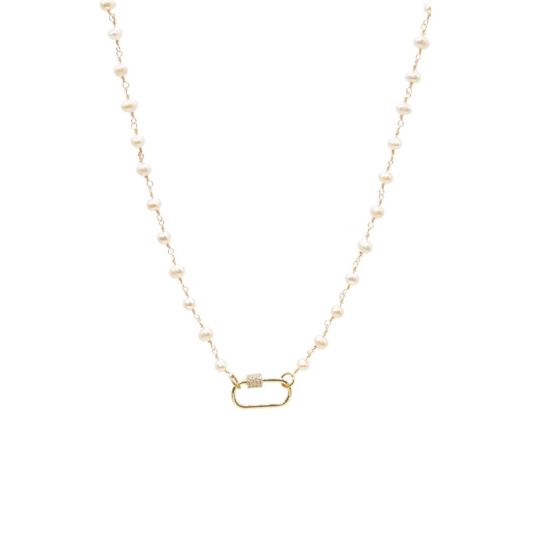 Gold Beth Charm Necklace with Large Gabi Carabiner
