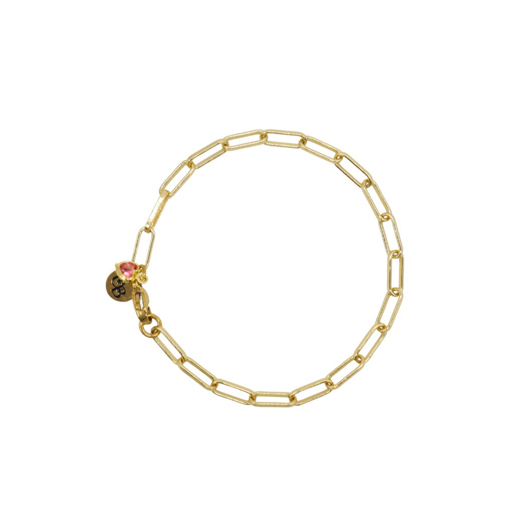 Gold Ashley Paperclip Chain Charm Bracelet