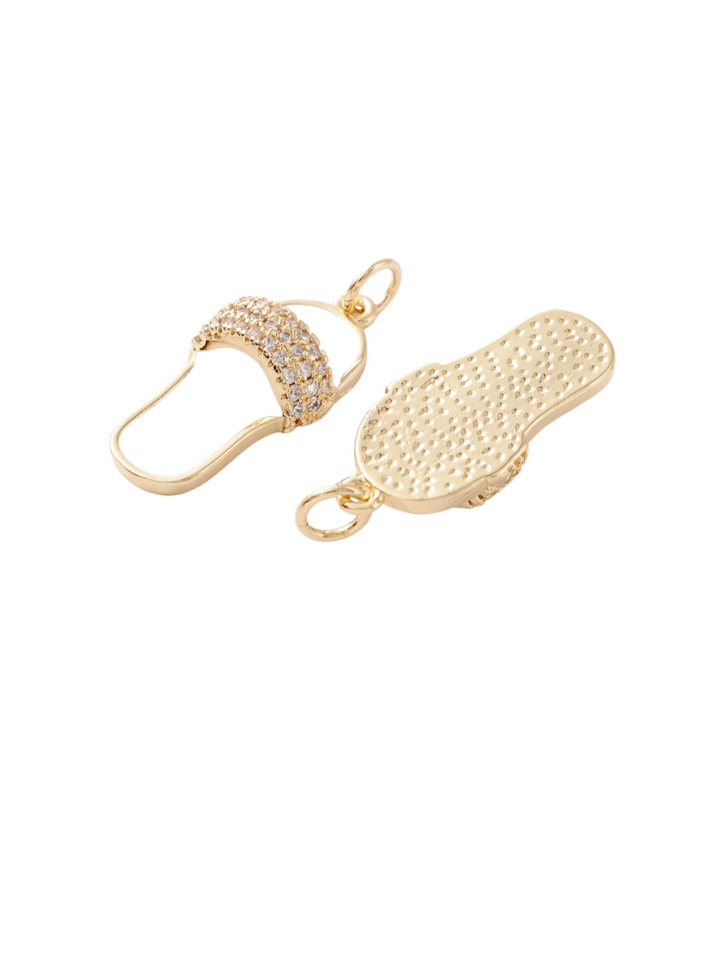 Gold White and Cubic Zirconia Flip-Flop Charm
