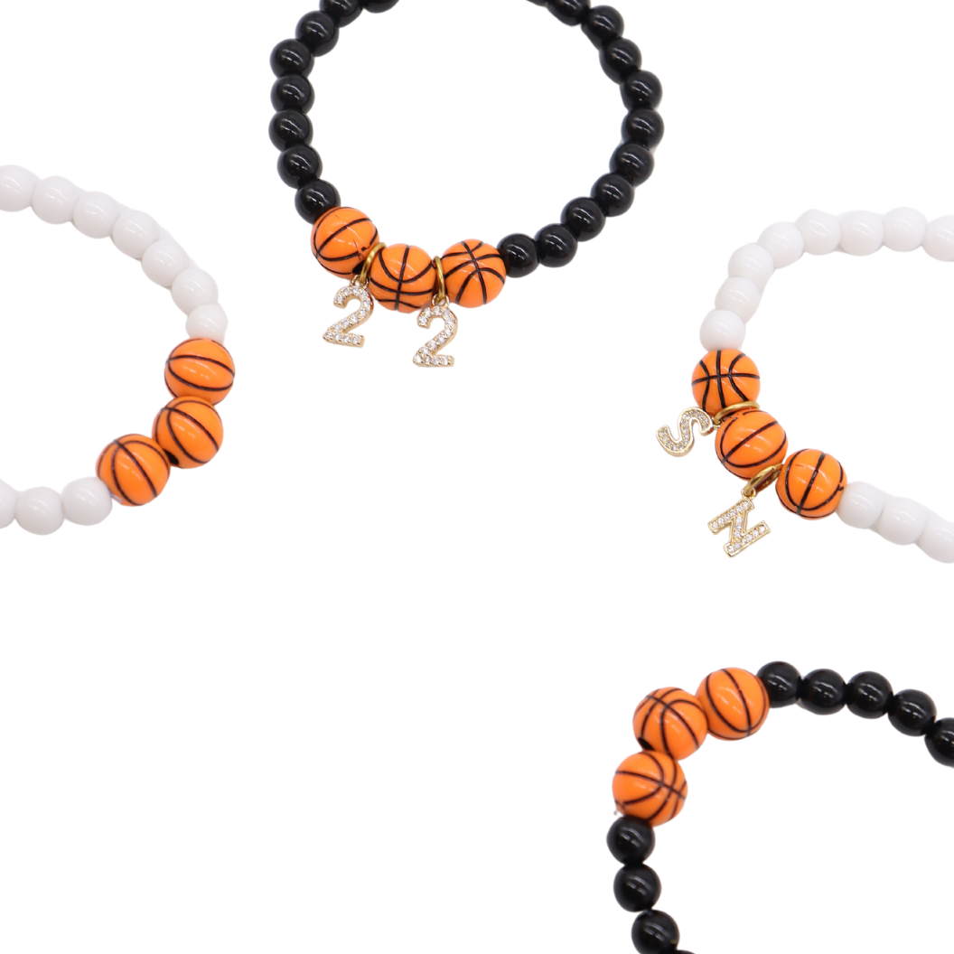 Front of four Beaded Basketball Bracelet