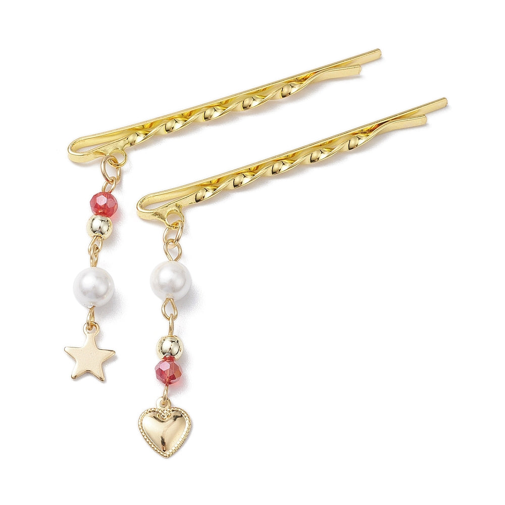 Gold Star & Heart with Pearl Bobby Pin Assorted | Set