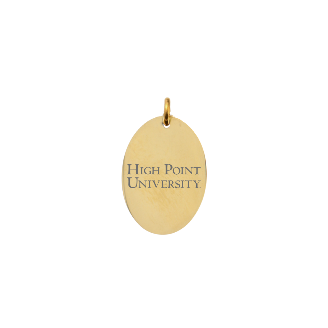 High Point University Large Oval Gold Charm - High Point University Horizontal Text