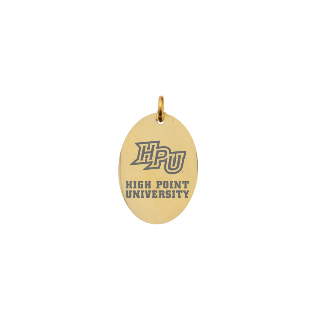 High Point University Large Oval Gold Charm - HPU Text and Logo