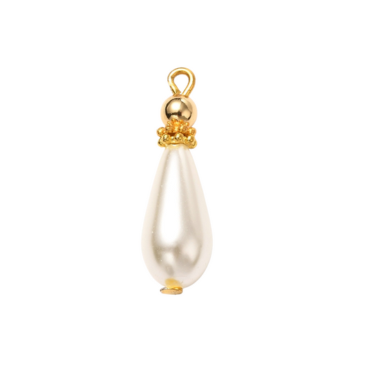 Front view of the Pearl Vintage Teardrop Charm