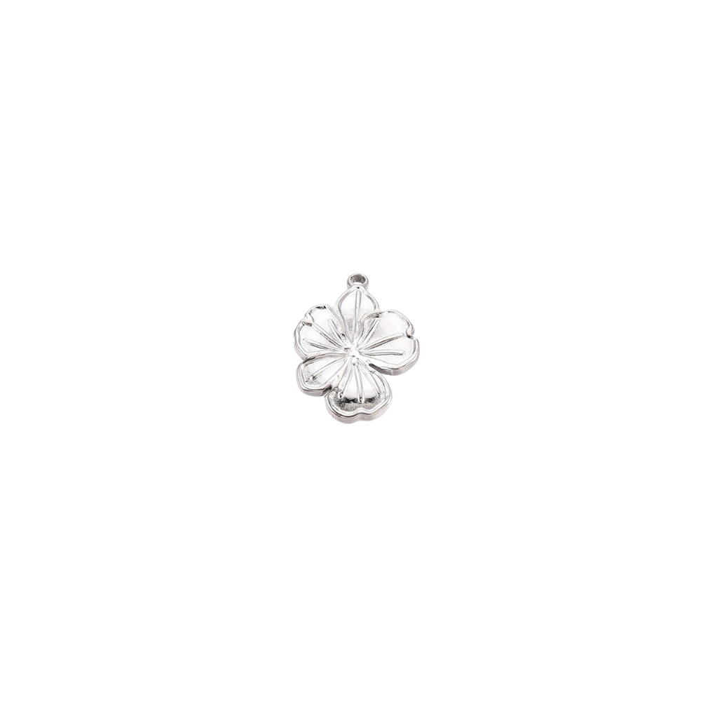 Silver Hibiscus Flower Charm - Waterproof Stainless Steel