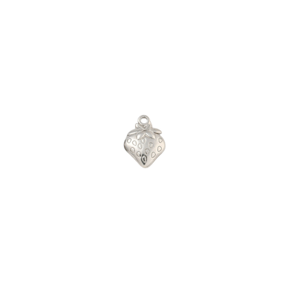 Silver Fresh Picked Strawberry Charm - Waterproof Stainless Steel