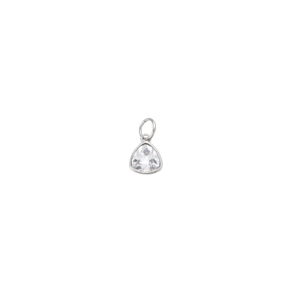 Silver Clear Triangle Gemstone Charm - Waterproof Stainless Steel