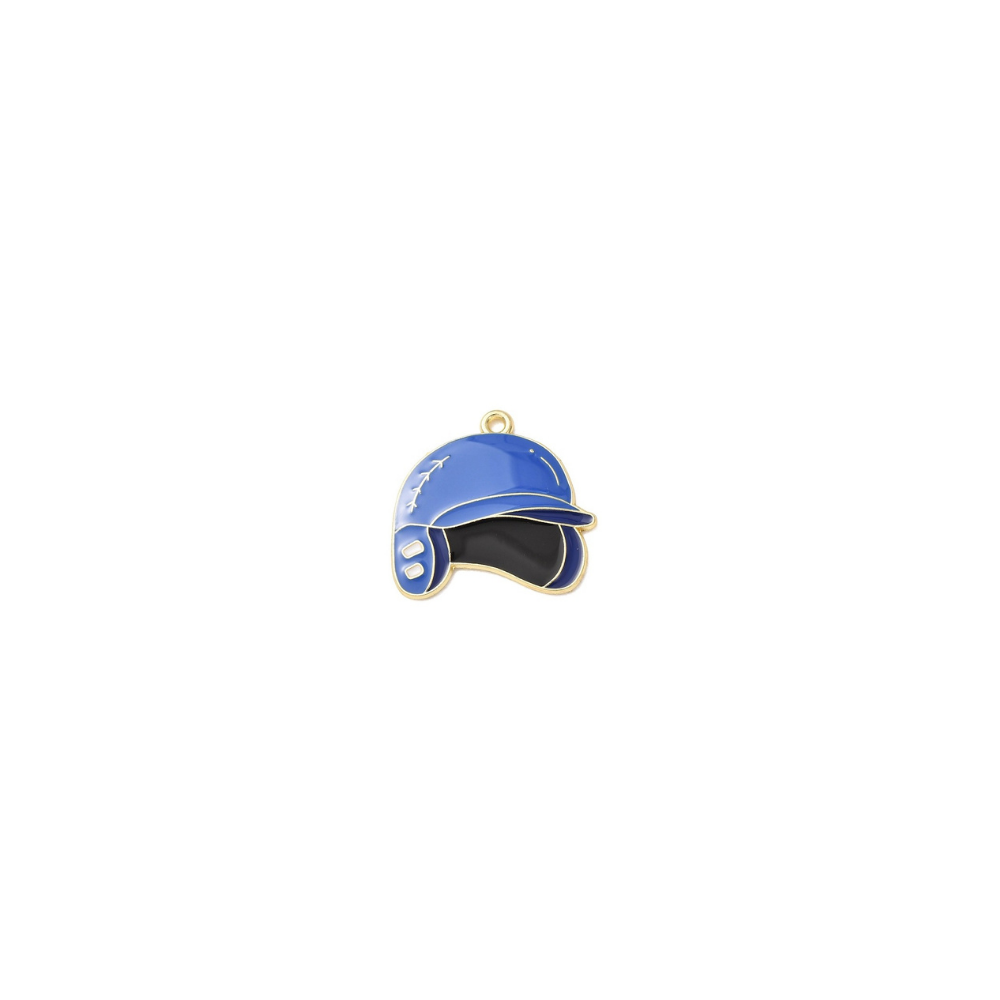 Gold Blue Baseball Helmet Charm