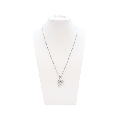 Front view of the Silver Rhinestone Bubble Letter Necklace | Letter P