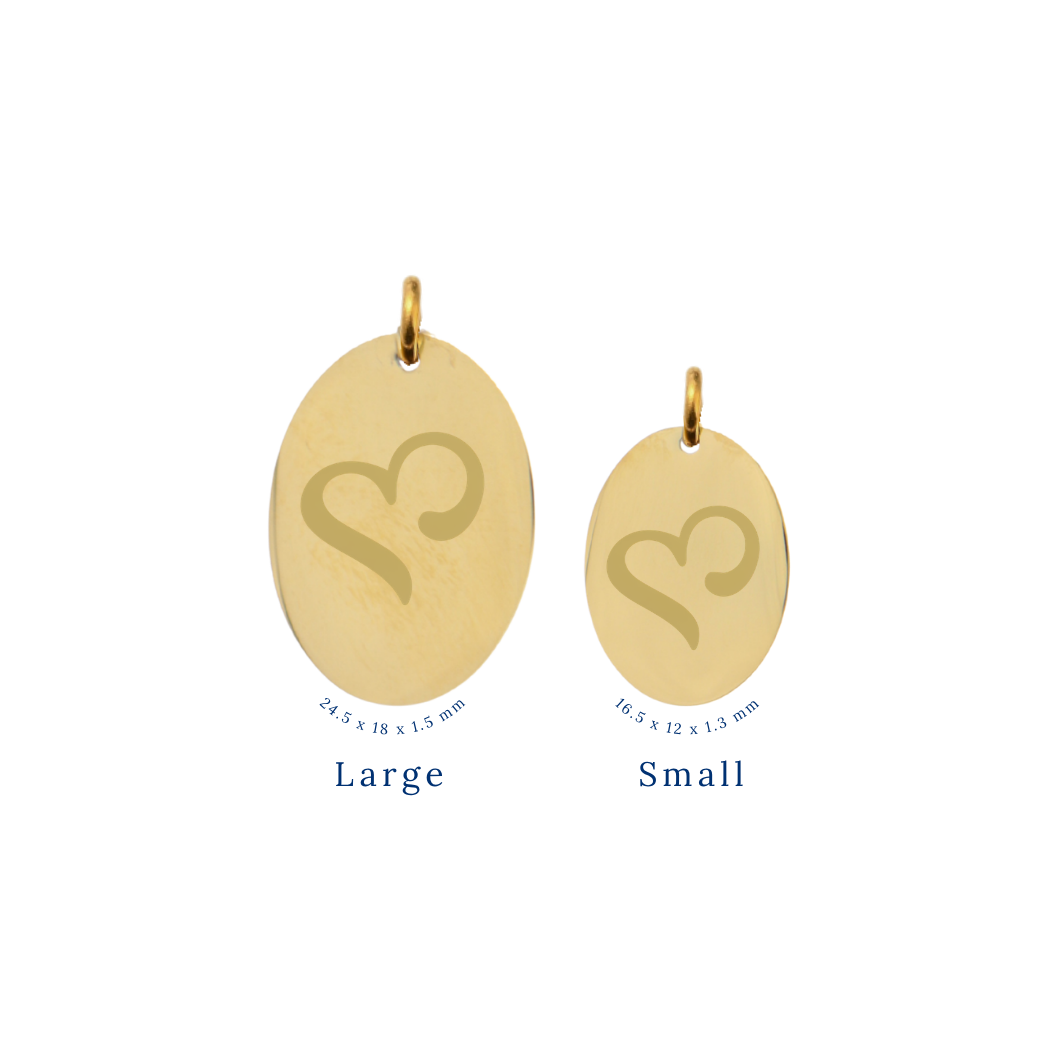 Sigma Kappa Small Gold Oval Sorority Charm - New Heart Logo | Waterproof, Hypoallergenic & Tarnish Resistant