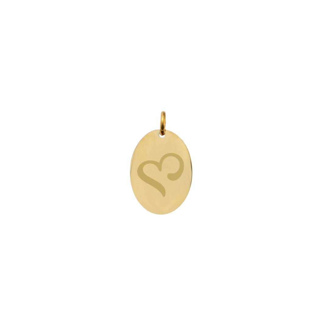 Sigma Kappa Small Gold Oval Sorority Charm - New Heart Logo | Waterproof, Hypoallergenic & Tarnish Resistant