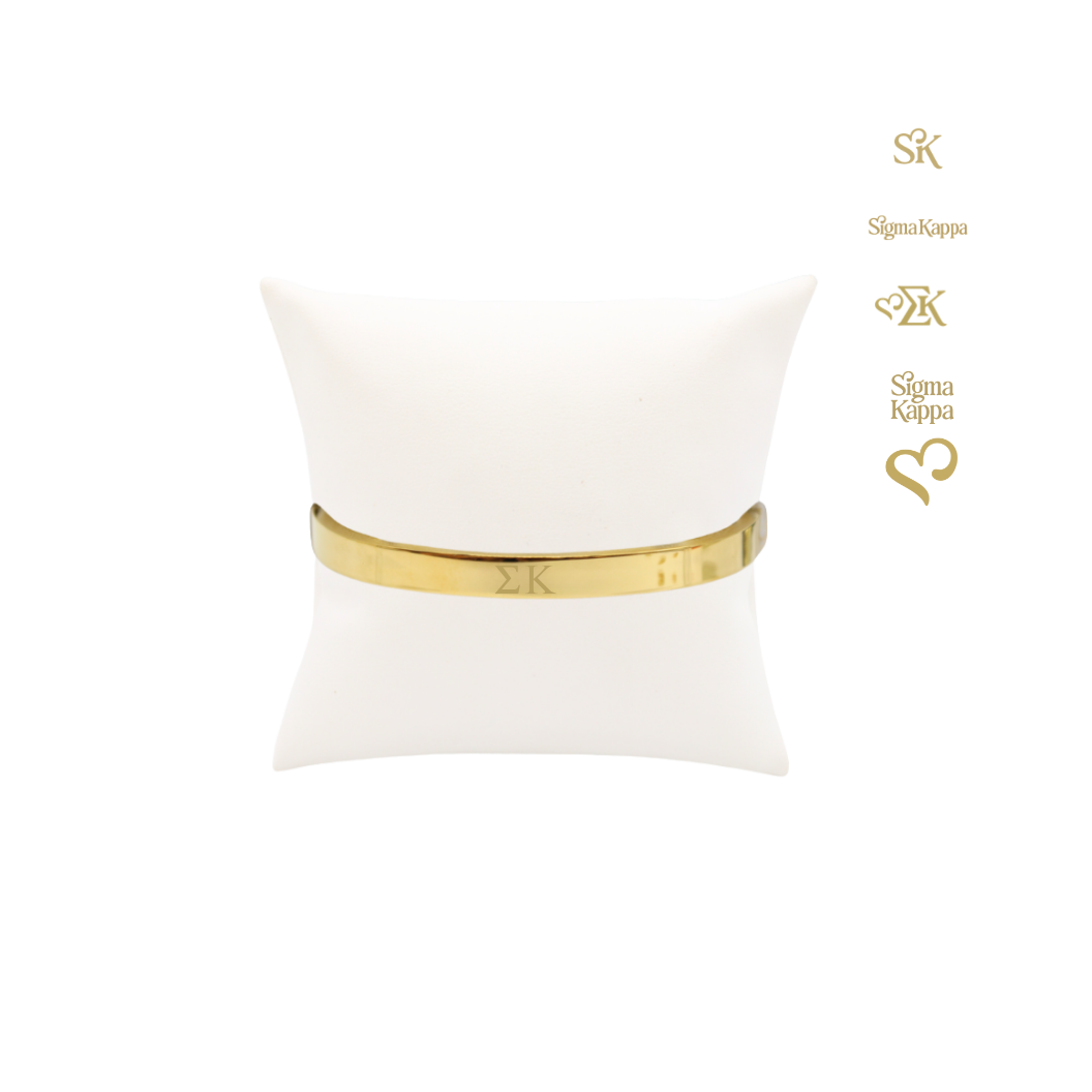 Sigma Kappa Gold Bangle Bracelet | Waterproof, Hypoallergenic & Tarnish Resistant