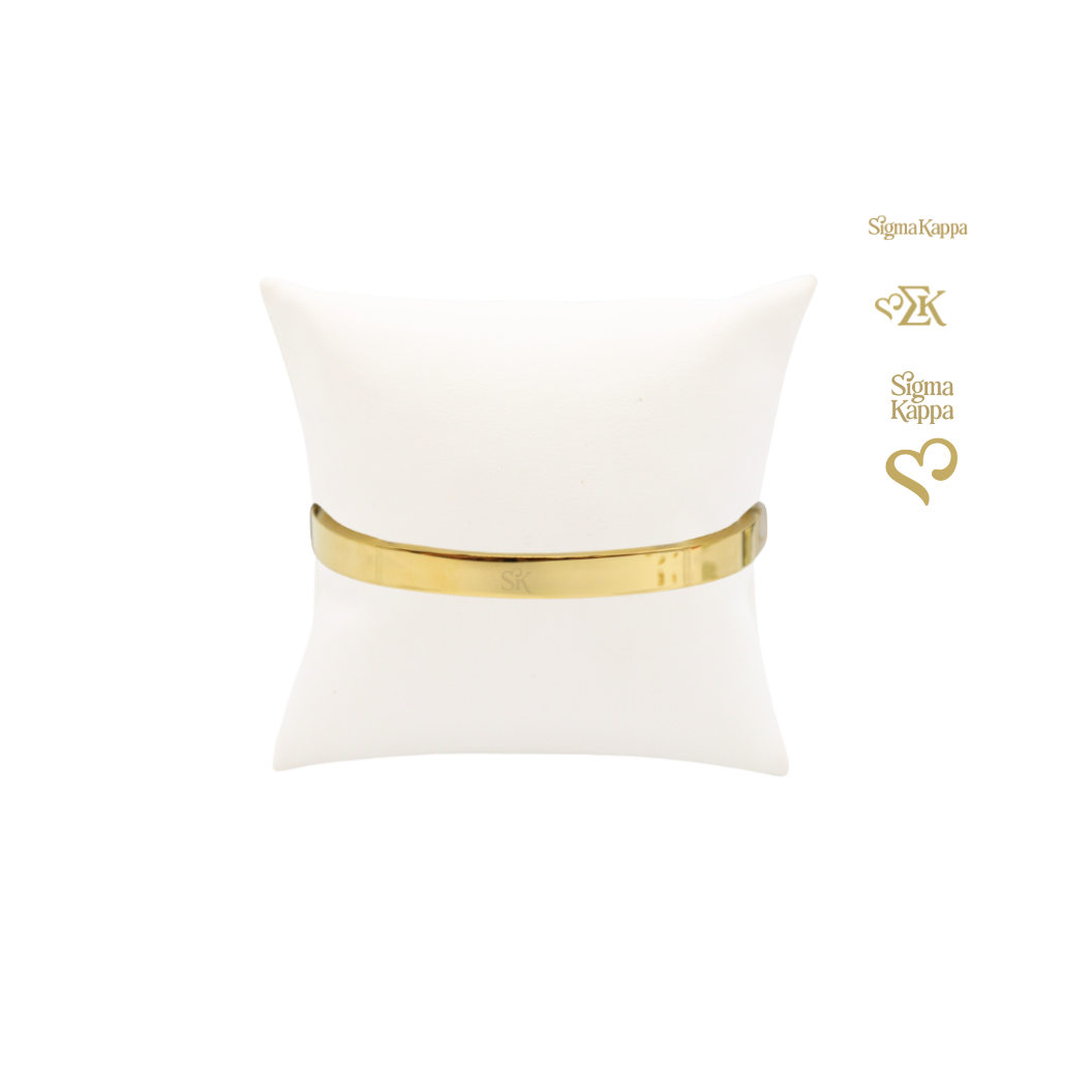 Sigma Kappa Gold Bangle Bracelet | Waterproof, Hypoallergenic & Tarnish Resistant