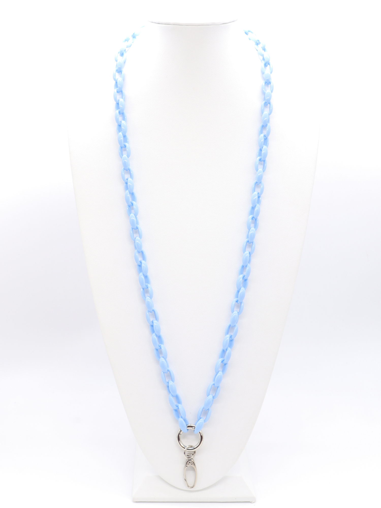 Pastel Blue Lanyard with silver hardware