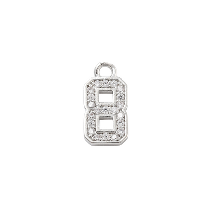 Front view of the Silver Pave Number Charm | Number Charm | Eight