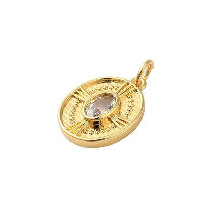 Transparent side view of the Gold Solis Medallion Charm