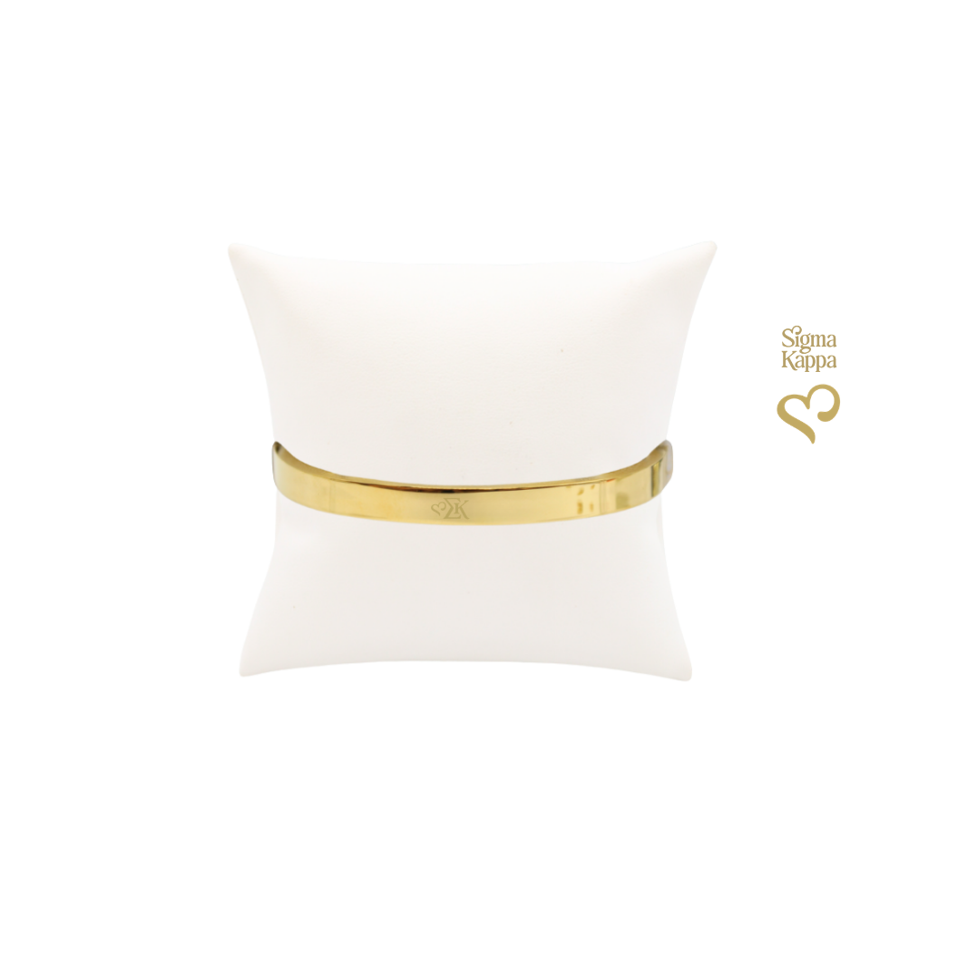 Sigma Kappa Gold Bangle Bracelet | Waterproof, Hypoallergenic & Tarnish Resistant