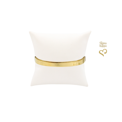Sigma Kappa Gold Bangle Bracelet | Waterproof, Hypoallergenic & Tarnish Resistant