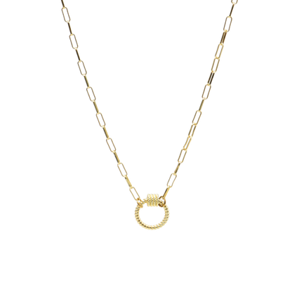 Transparent view of the Gold Ashley Necklace with Round Bella Carabiner