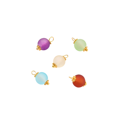 Front of five Gold Frosted Glass Bead Charm | Assorted